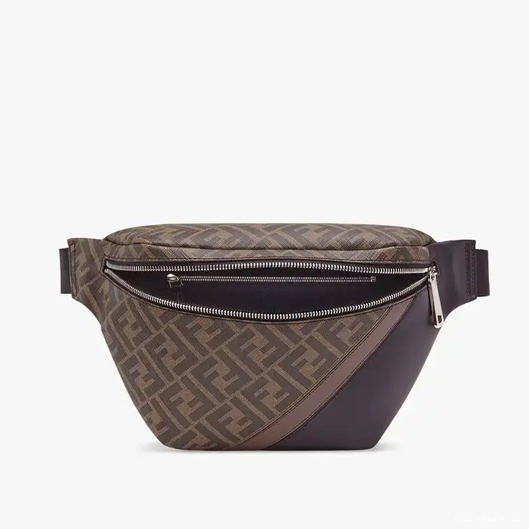 Cheap Motif Fabric Bag In Belt Fendi FF Brown Coffee 0419